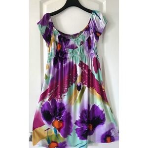 Muse Multi-color Off-shoulder Dress Women's Size 8 Stretchy‎